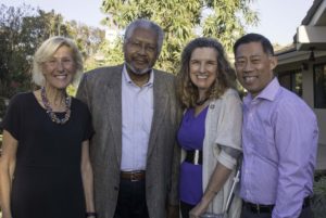 L-R: Fielding Trustee Karen Bogart, Provost Gerald Porter, President Rogers and Trustee Otto Lee