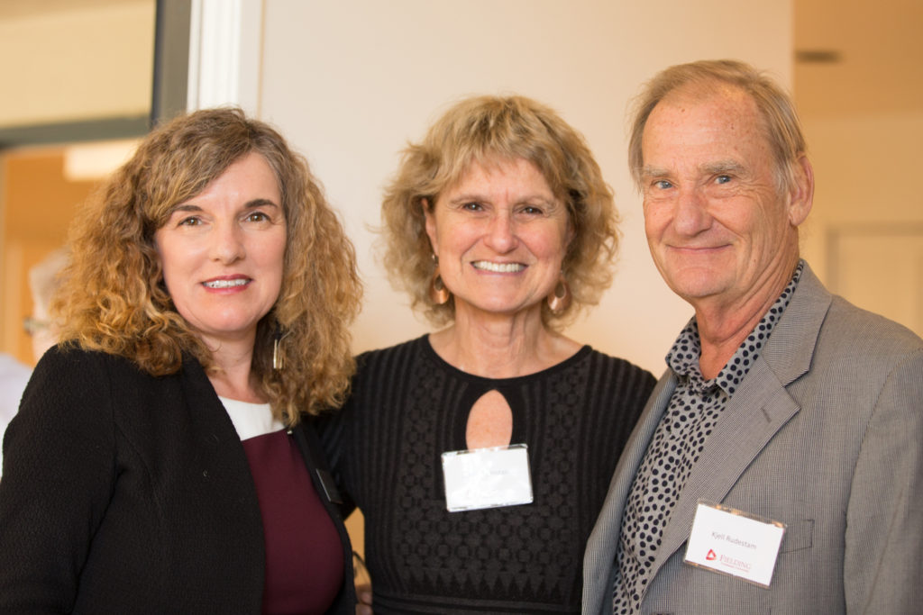 President Katrina Rogers with faculty members Janice and Kjell Rudestam